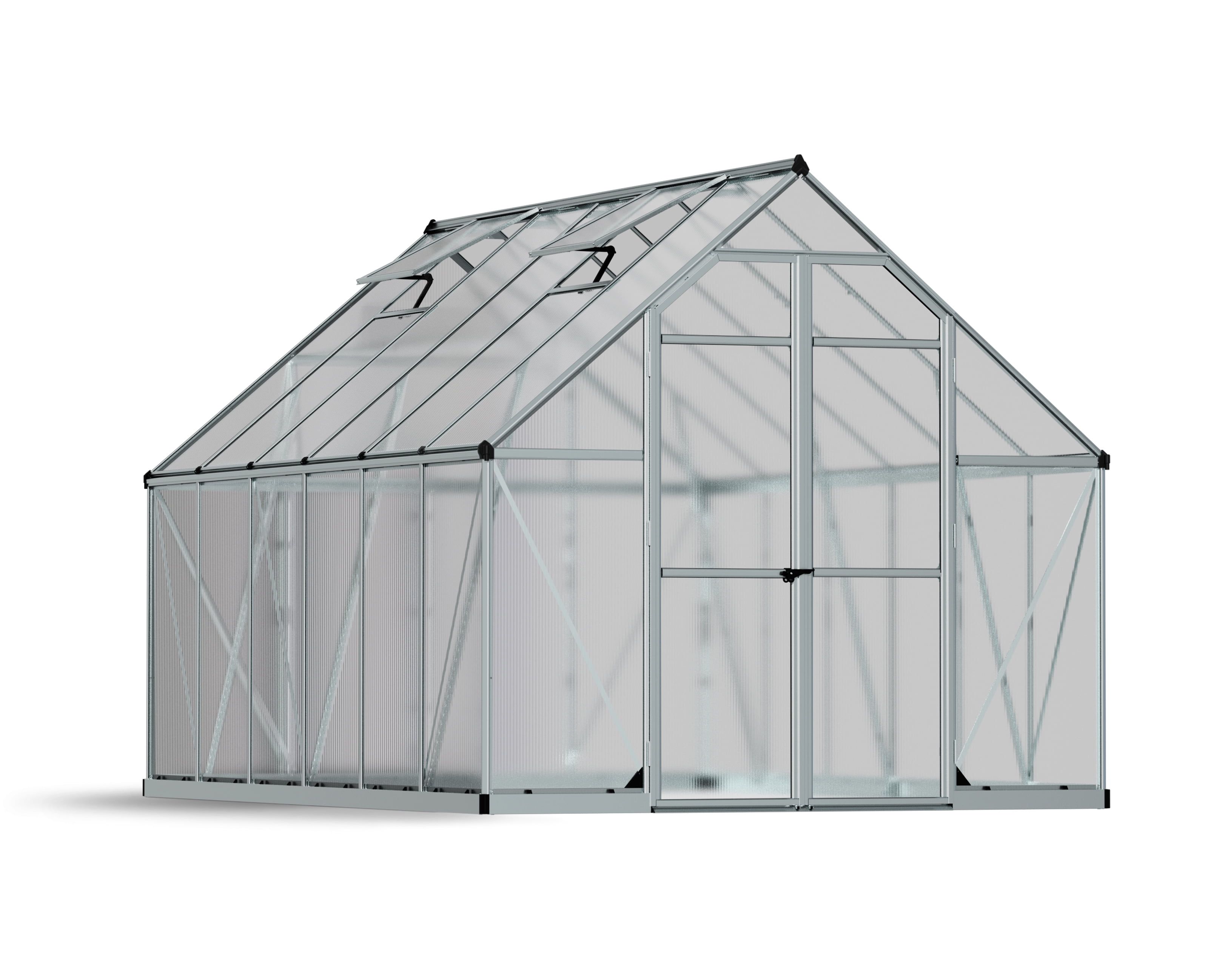 Essence 8' x 12' Silver Polycarbonate and Aluminum Greenhouse