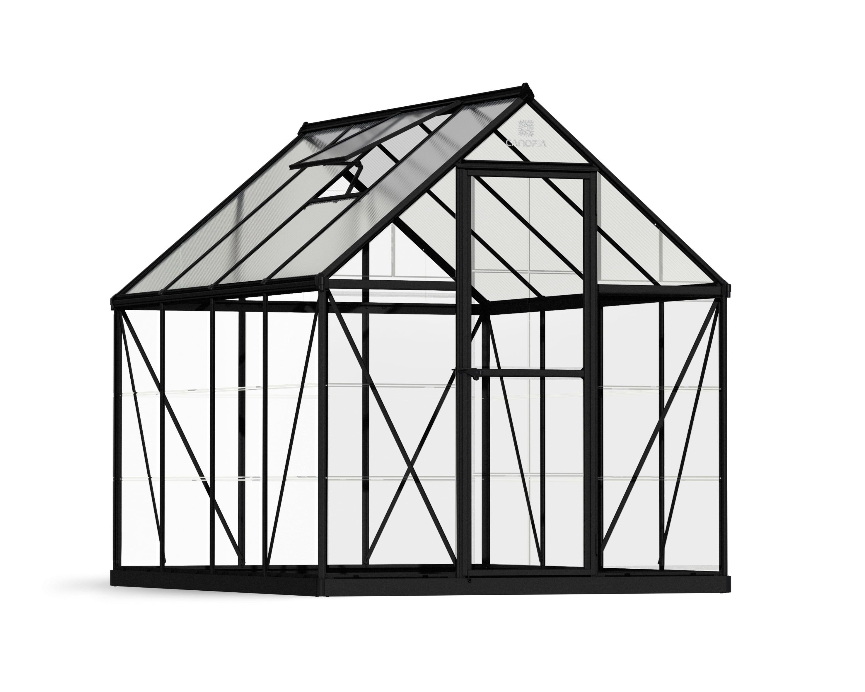 Hybrid 6' x 8' Black Aluminum and Polycarbonate Greenhouse