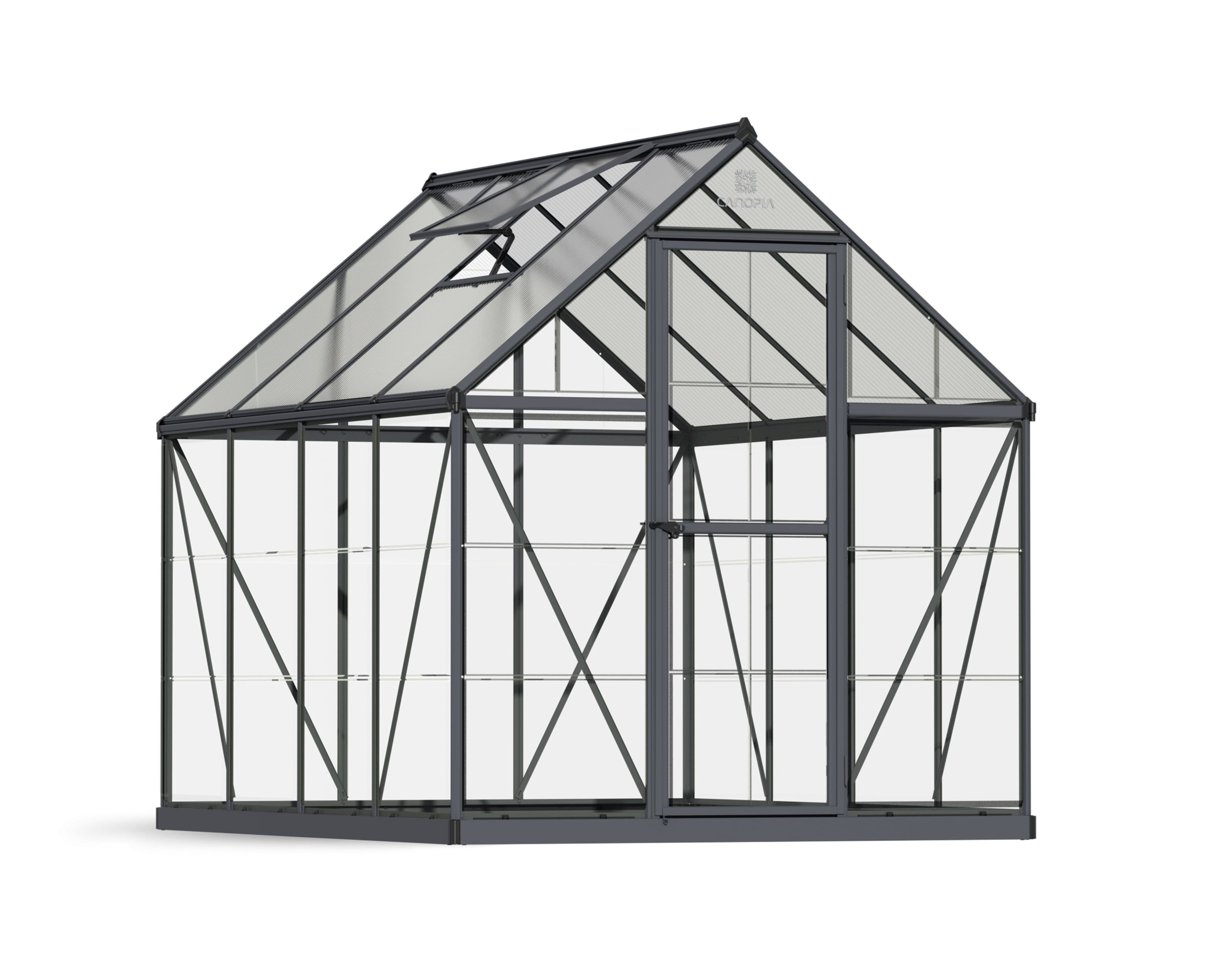 Hybrid 6' x 8' Gray Polycarbonate and Aluminum Greenhouse