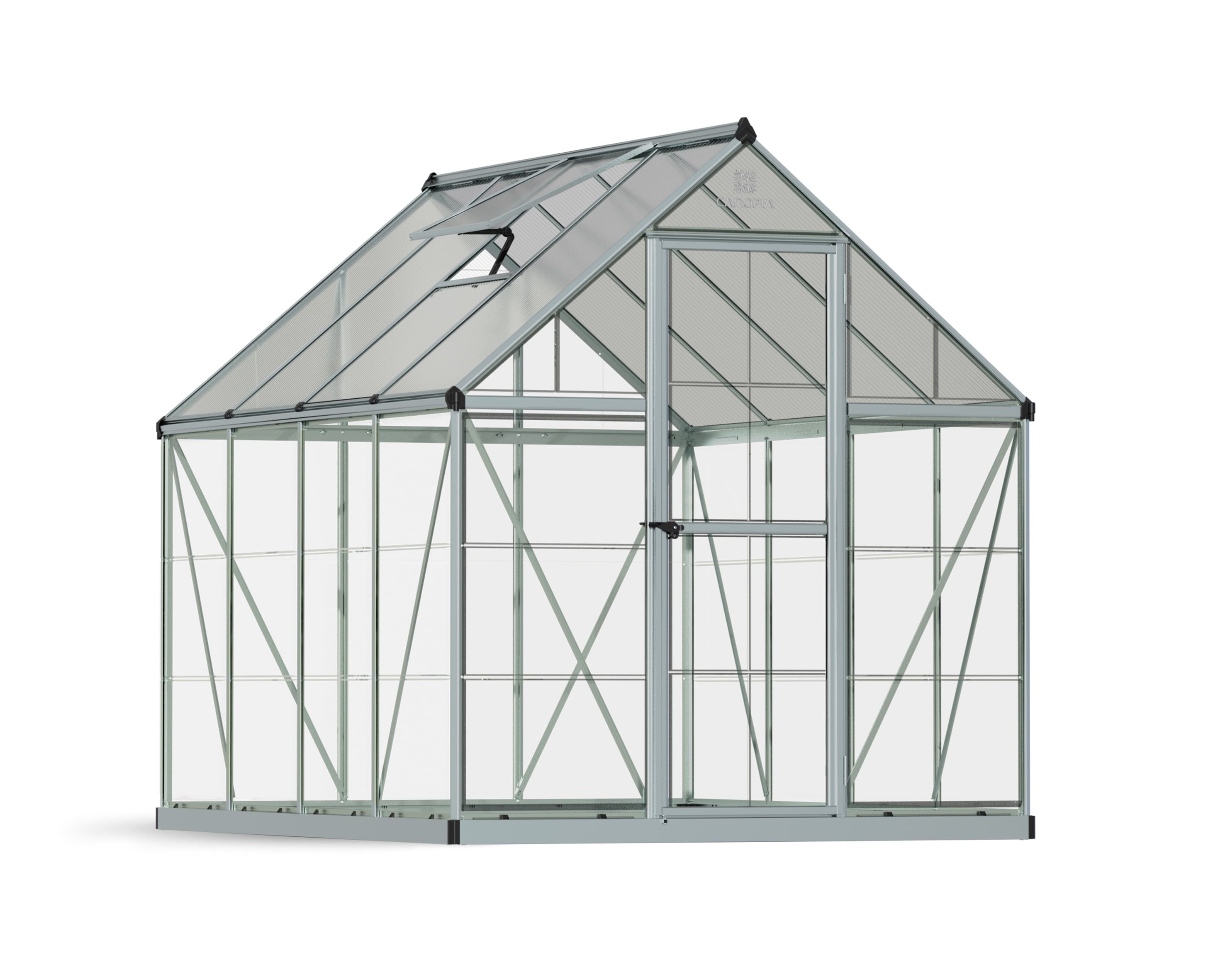 Palram Canopia 6' x 8' Silver Polycarbonate Aluminum Greenhouse