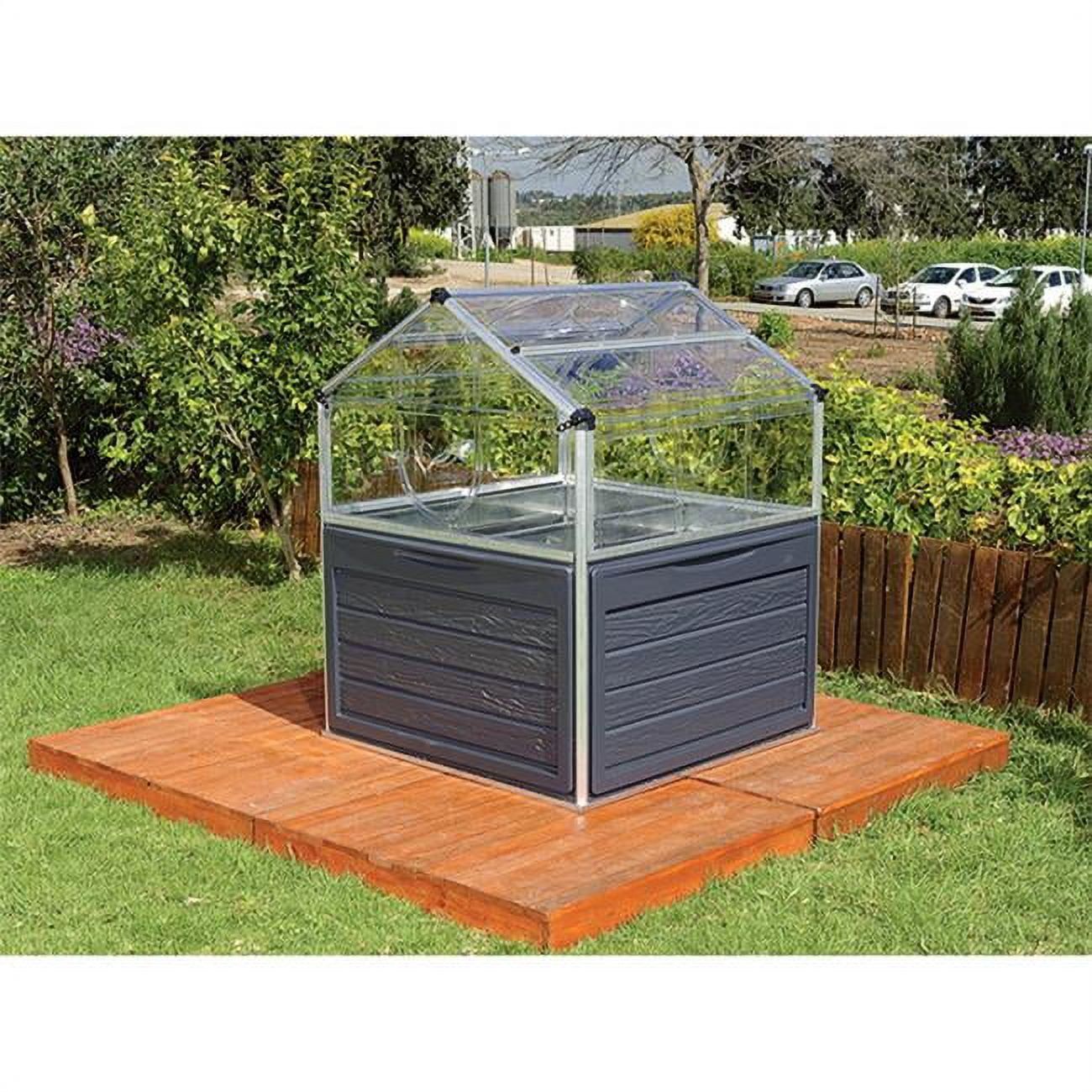 Clear Polycarbonate Raised Garden Bed Greenhouse with Storage