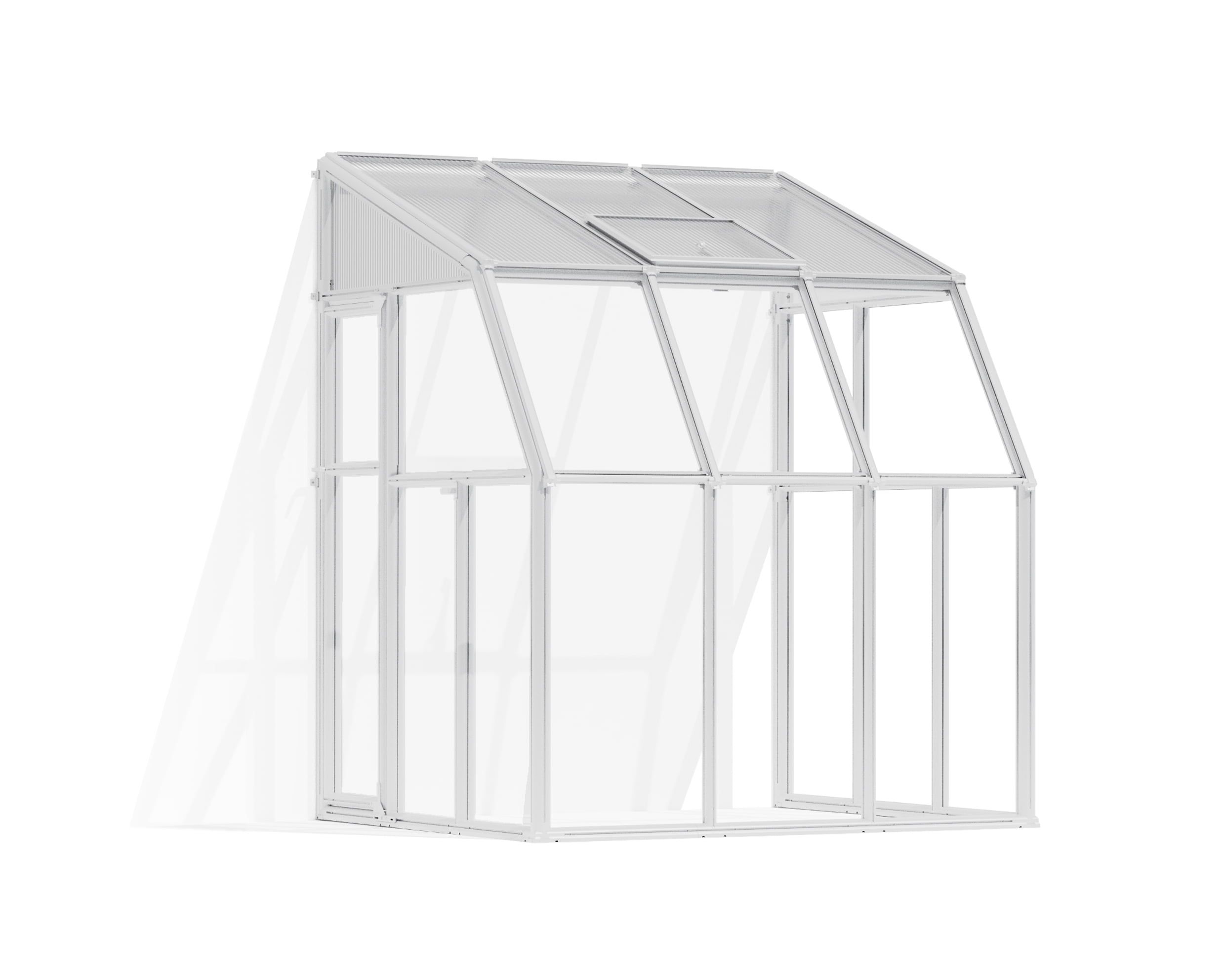 White Polycarbonate and Acrylic 6' x 6' Walk-In Greenhouse with Roof Vent