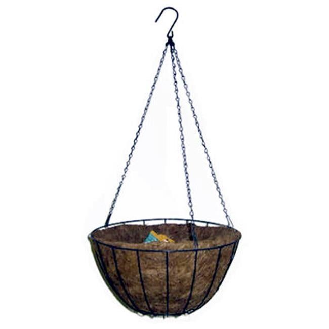 Green 14" Round Hanging Basket with Coco Fiber Liner