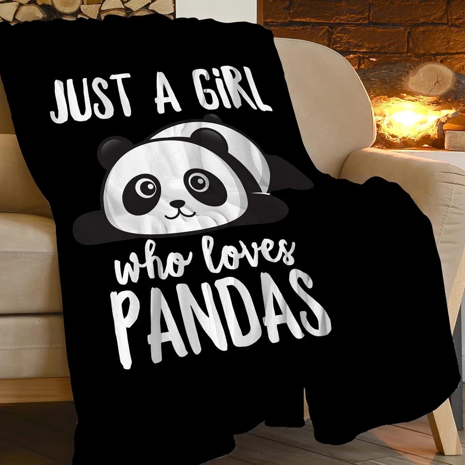 Black and White Panda Fleece Kids Throw Blanket