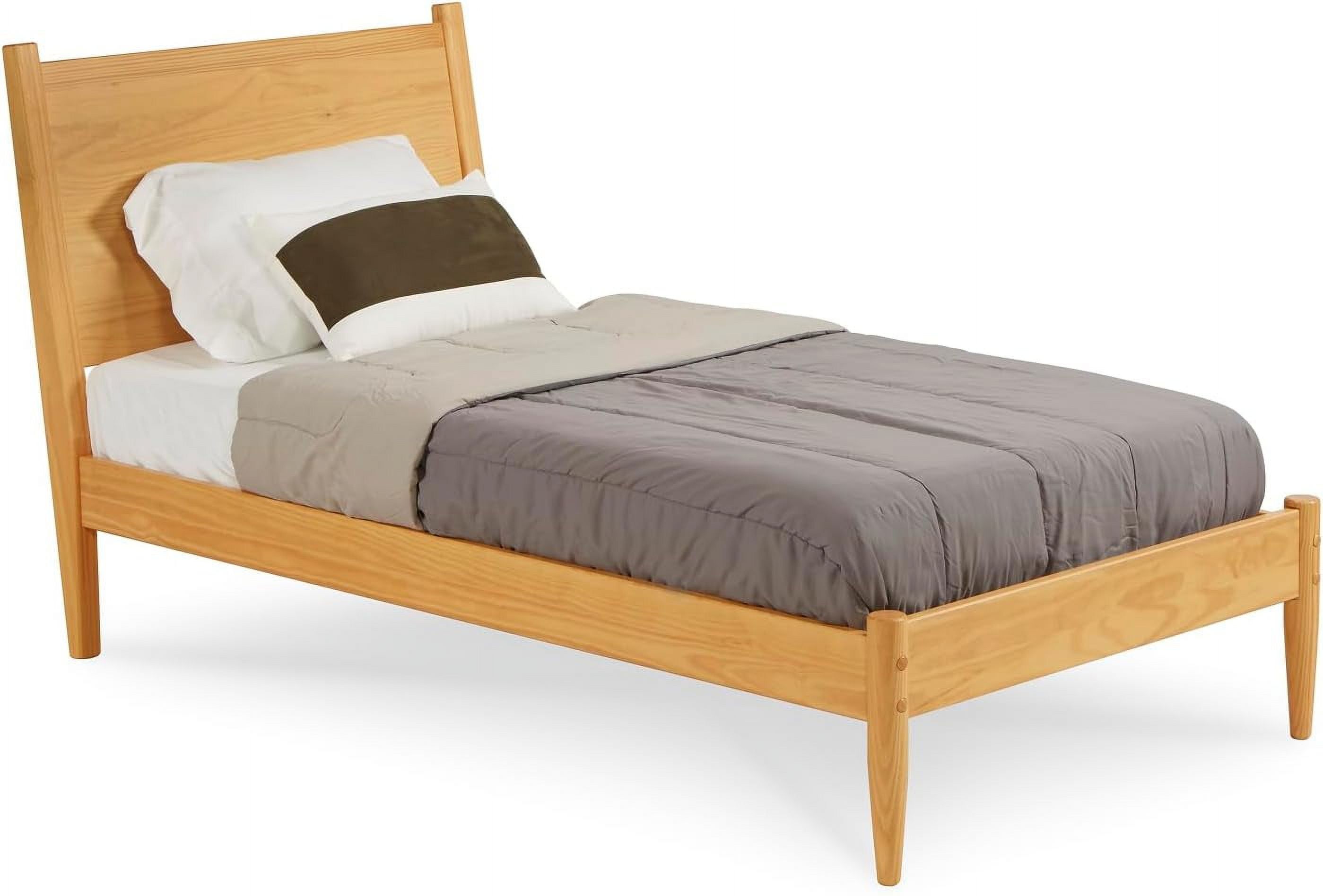 Scandinavian Oak Twin Pine Wood Platform Bed with Slats