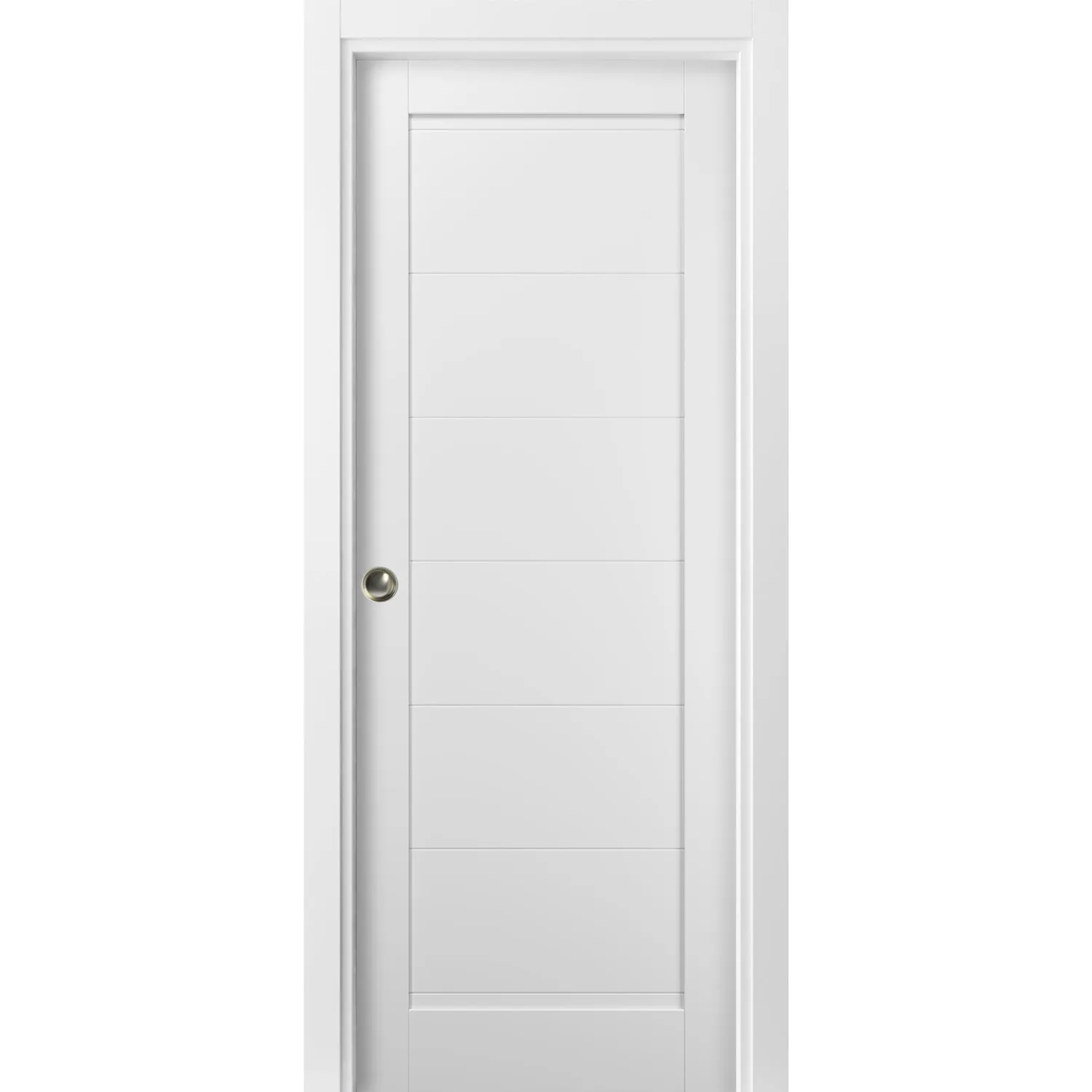 White 18 x 80 Solid Core Pocket Door with Frame