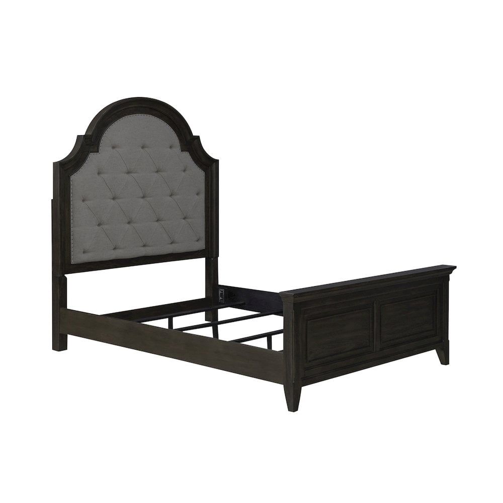 Saddle Brown Queen Upholstered Bed with Tufted Headboard