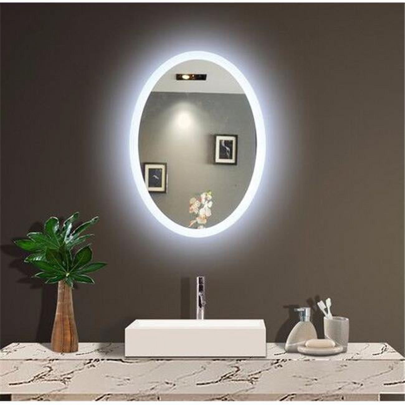 Oval Frameless 24" x 32" Bathroom Vanity Mirror with LED Backlight