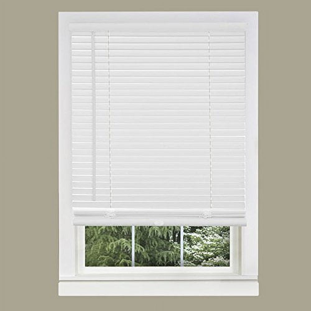 Pearl White Cordless Vinyl Mini Blinds 35x64