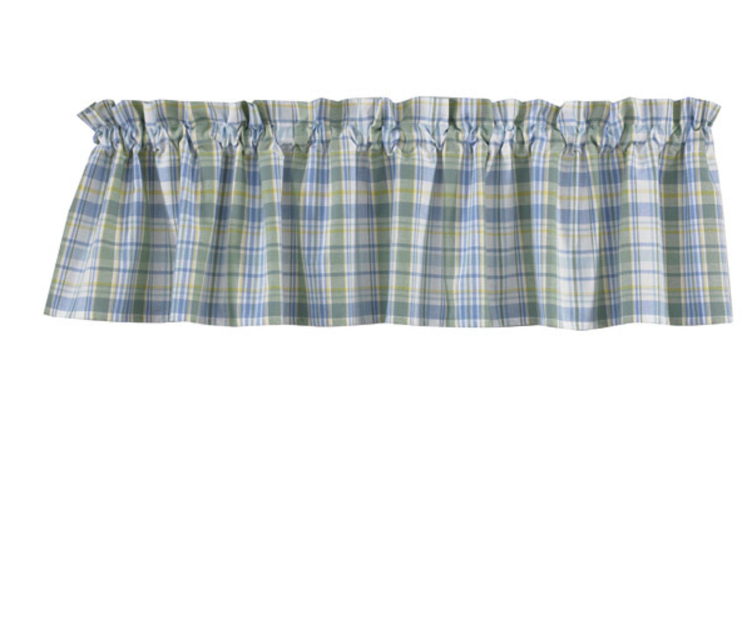 Cornflower Blue Plaid Cotton Rod Pocket Valance