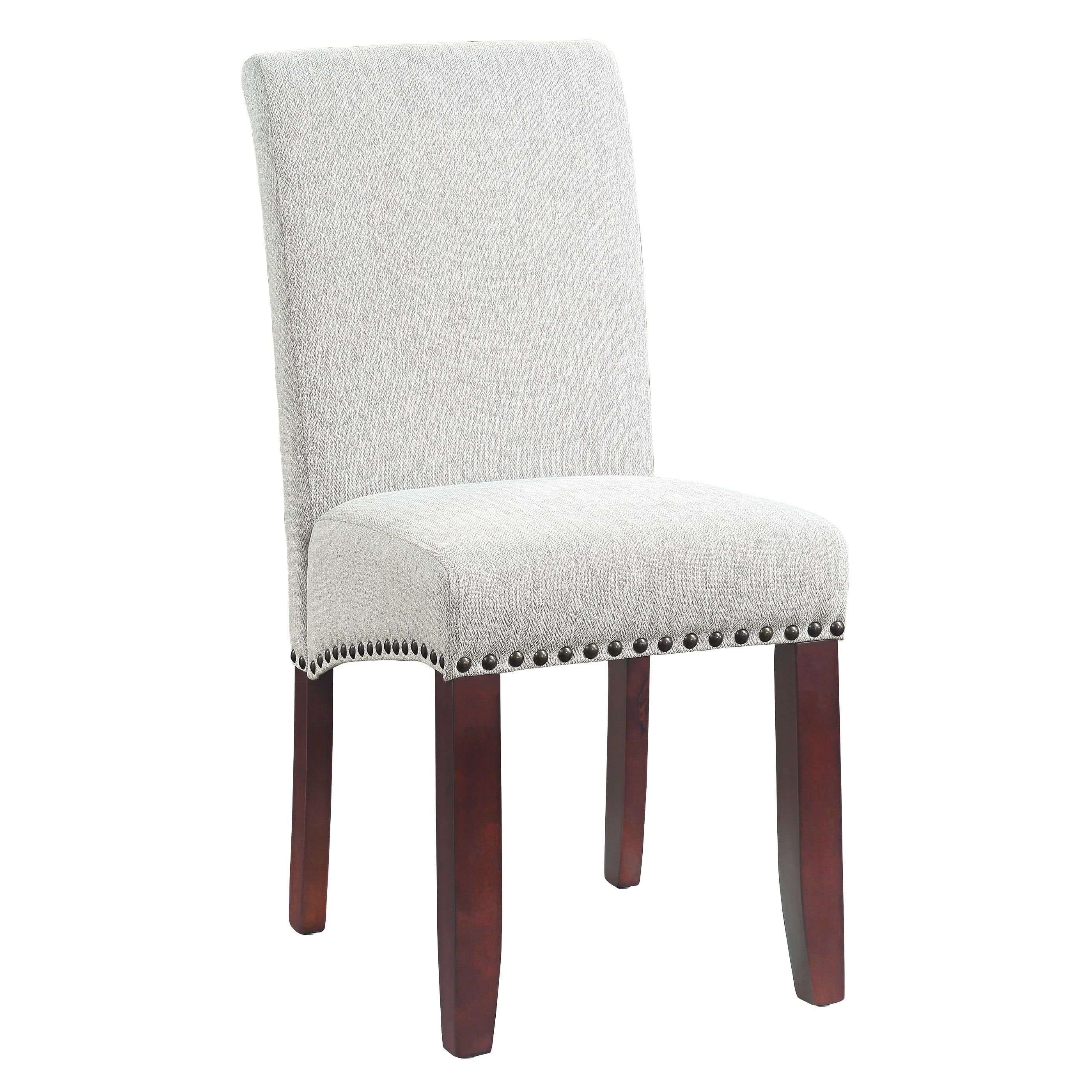 Smoke Ash Upholstered Parsons Side Chair with Nailhead Trim