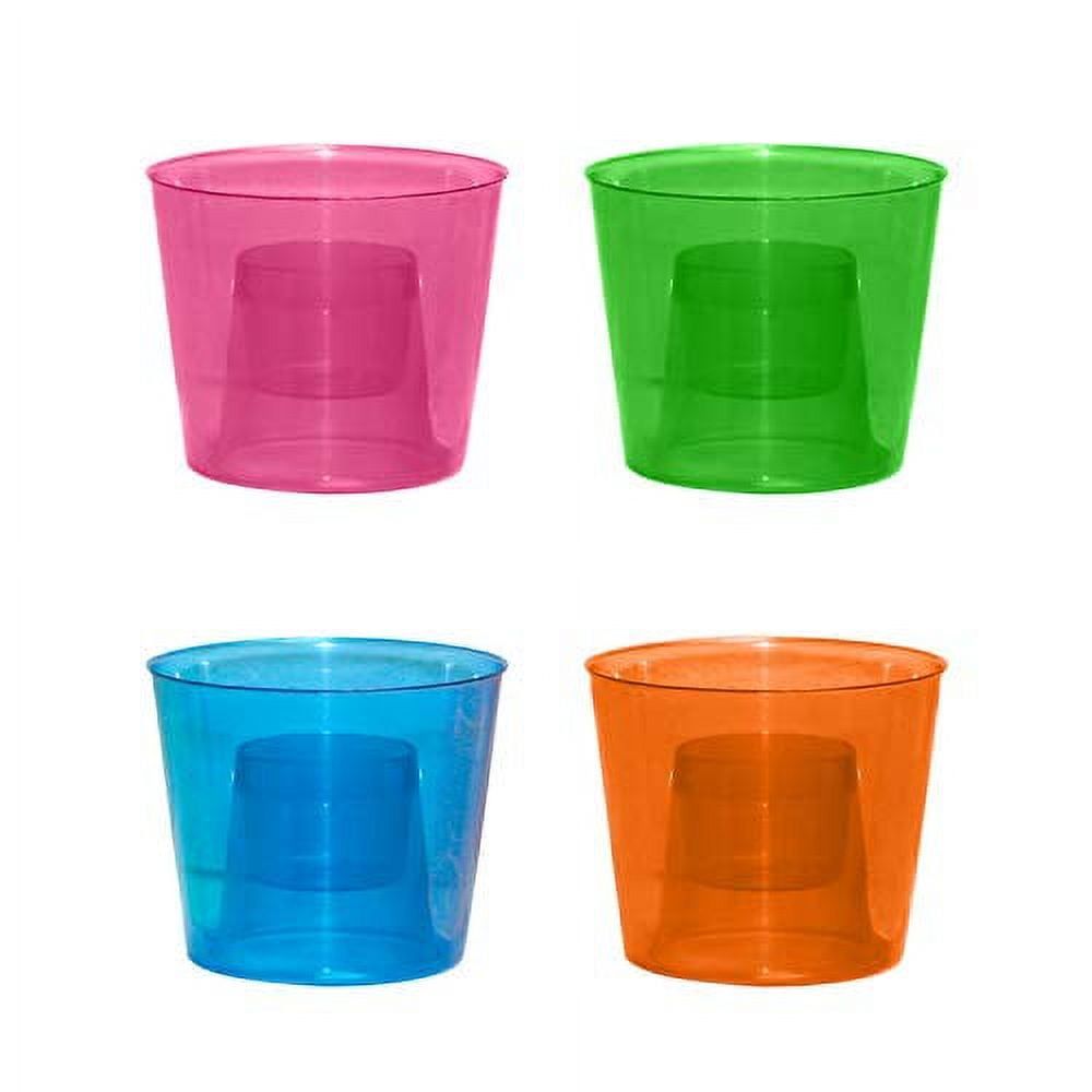 Assorted Neon Reusable Plastic Bomber Cups, 12-Count