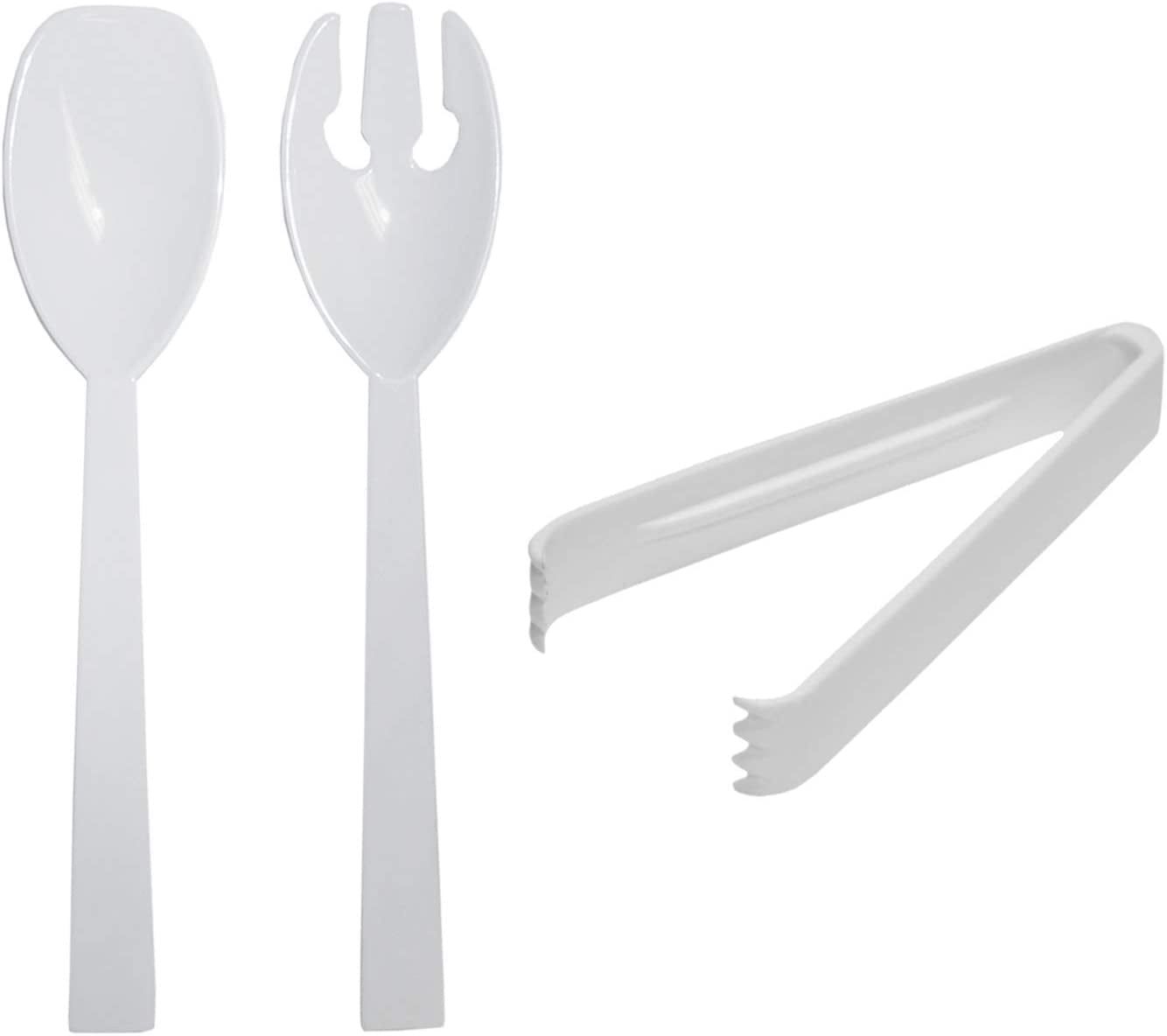 White Plastic Party Buffet Serving Utensils Kit, 20-Piece