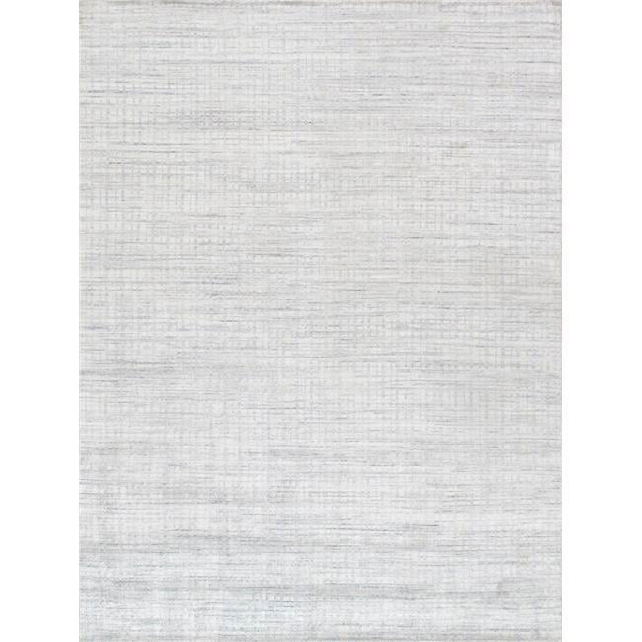 Hand-Loomed Ivory and Blue Wool Silk Area Rug, 10' x 14'