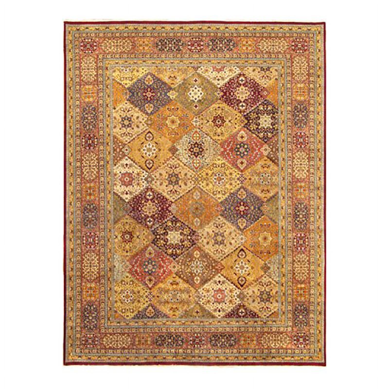 Elegant Beige Hand-Knotted Floral Wool & Silk Area Rug 11'5" x 17'7"