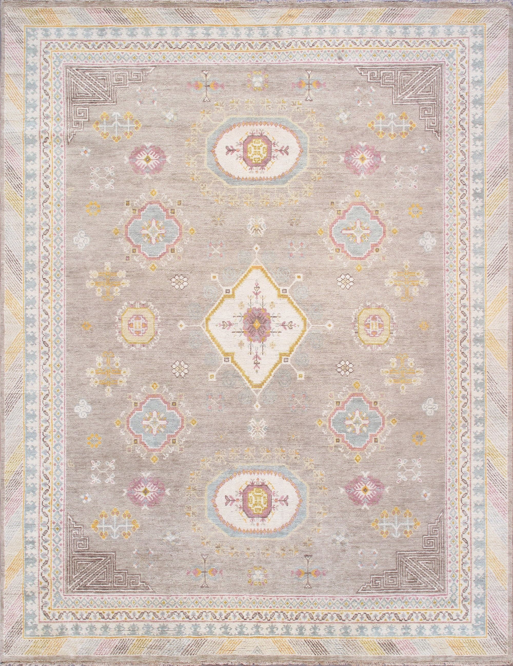 Ivory and Camel Hand-Knotted Wool Oriental Rug, 10' x 14'