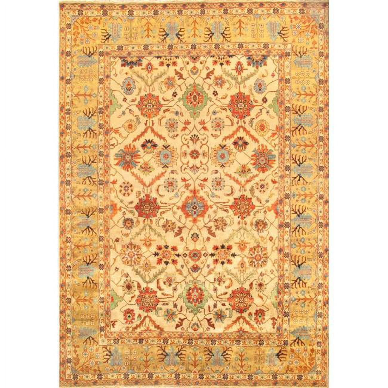 Ivory Elegance 10'x15' Hand-Knotted Wool Rectangular Area Rug