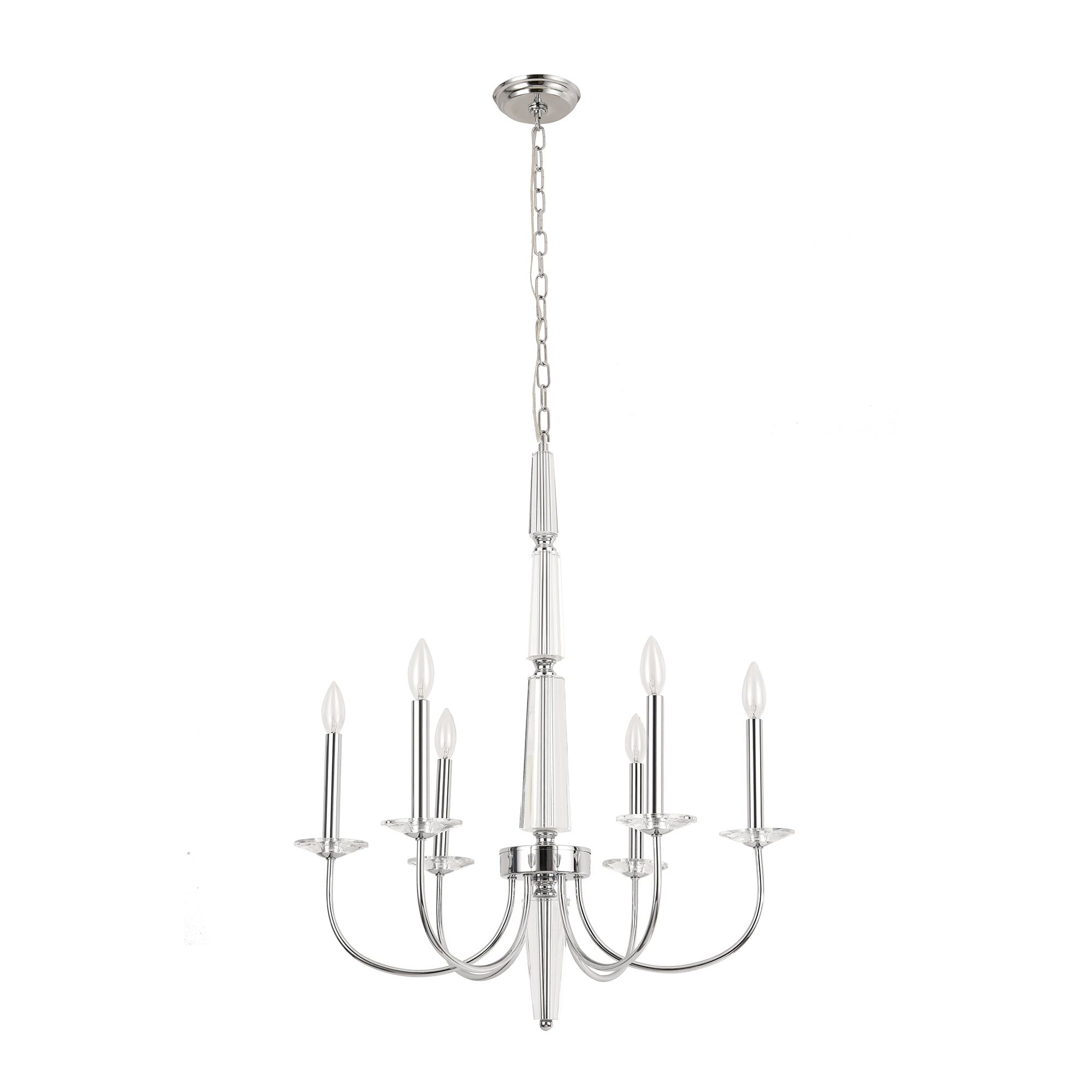Elegant Empire 6-Light Chrome Crystal Candle-Style Chandelier
