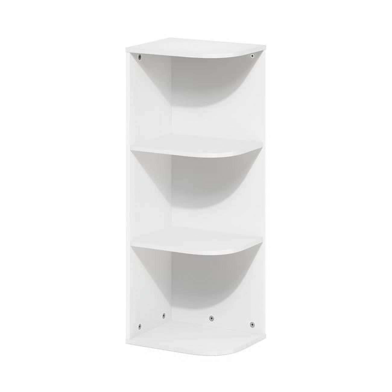 Compact White 3-Tier Corner Stackable Shelf for Small Spaces