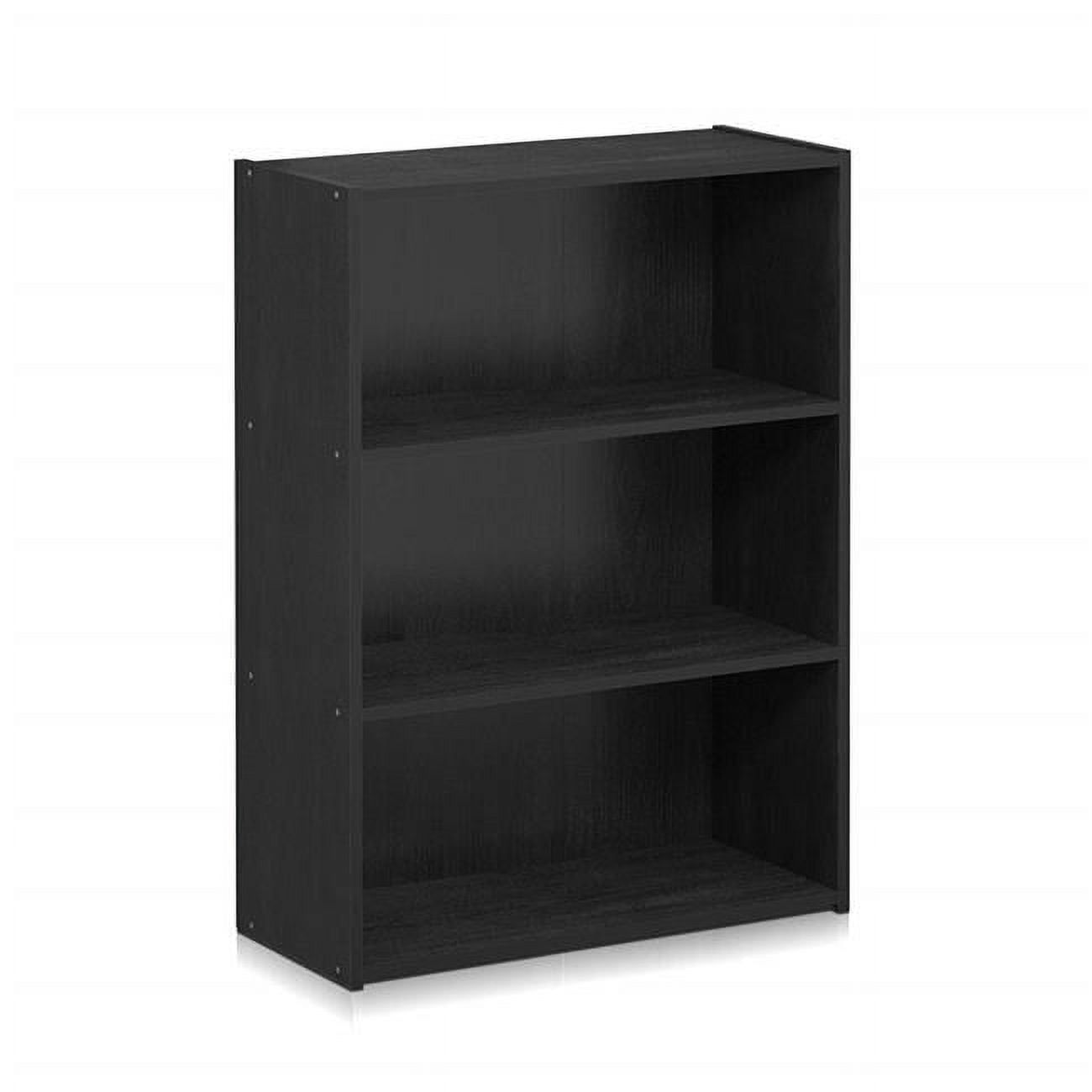 Kids' Heavy-Duty Black Wood 3-Tier Storage Cube Bookcase