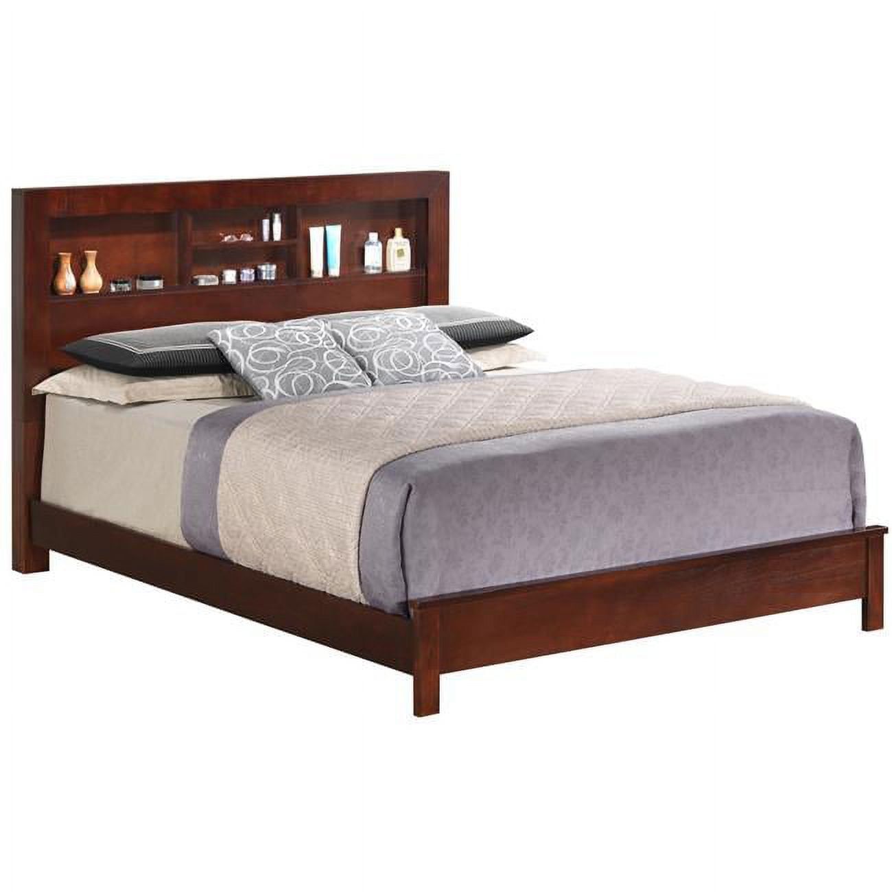 Burlington Cherry Full Bed with Upholstered Headboard and Storage