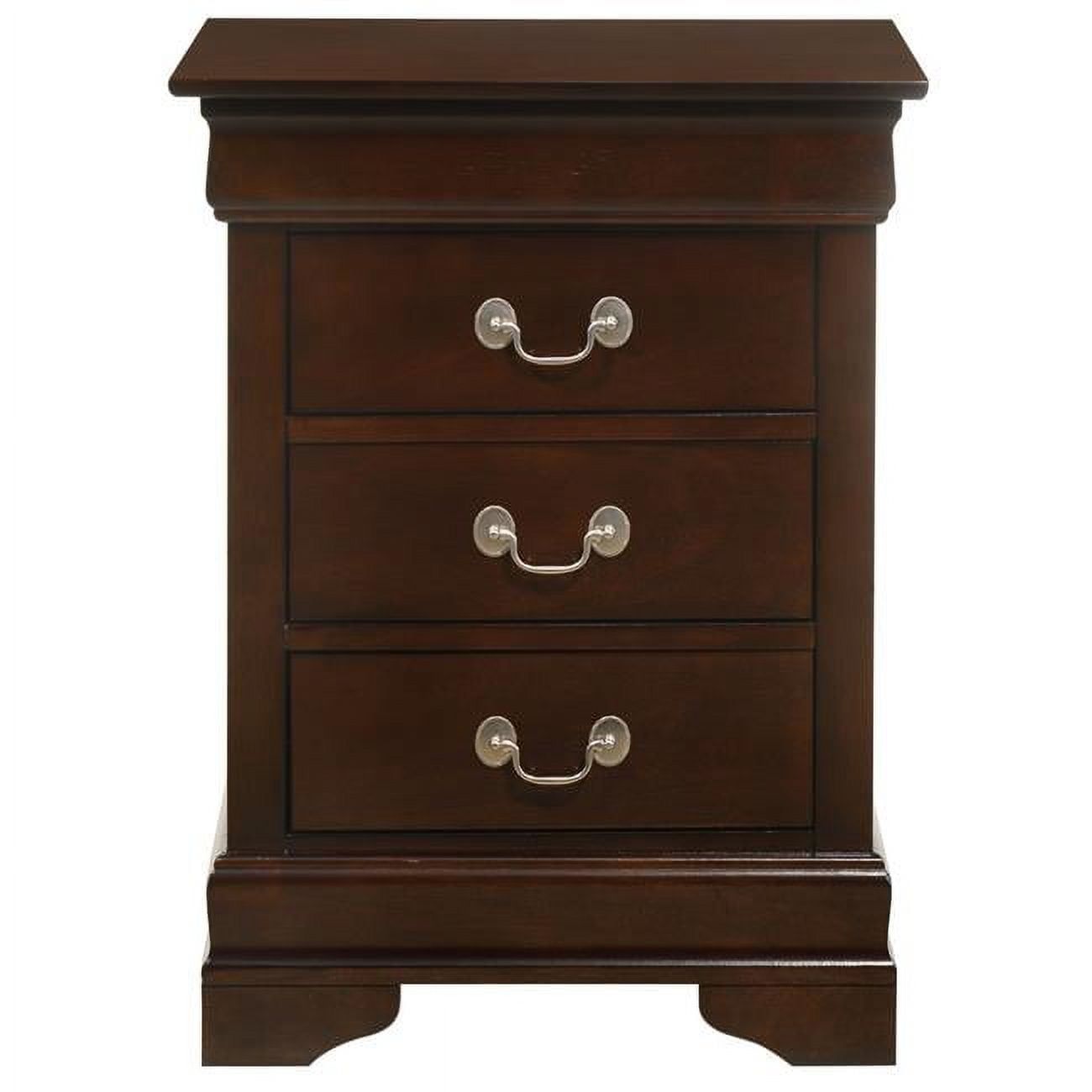 Louis Philippe Cappuccino 3-Drawer Solid Wood Nightstand