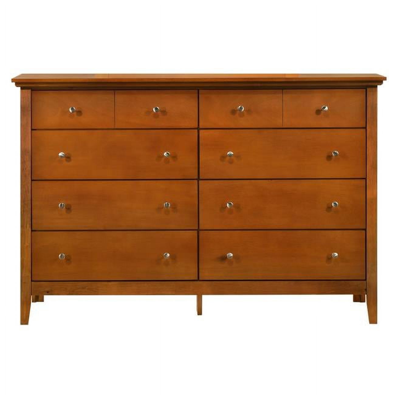 Elegant Oak 10-Drawer Double Dresser with Dovetail Joinery