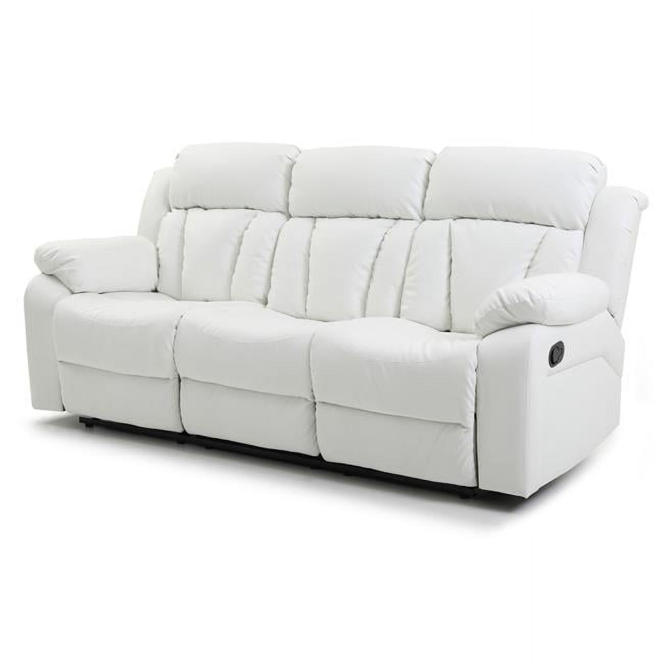 Daria 85" White Faux Leather Tufted Reclining Sofa