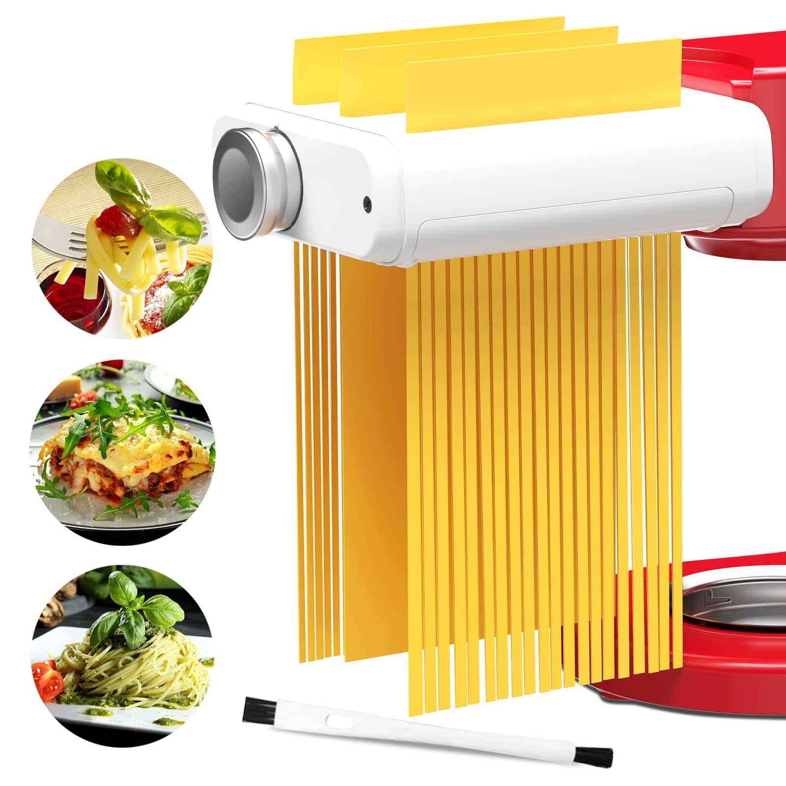 White 3-in-1 Stainless Steel Pasta Maker Attachment