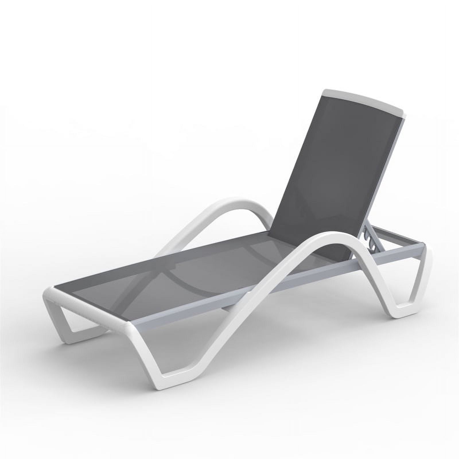 Gray Adjustable Aluminum Chaise Lounge with Armrests