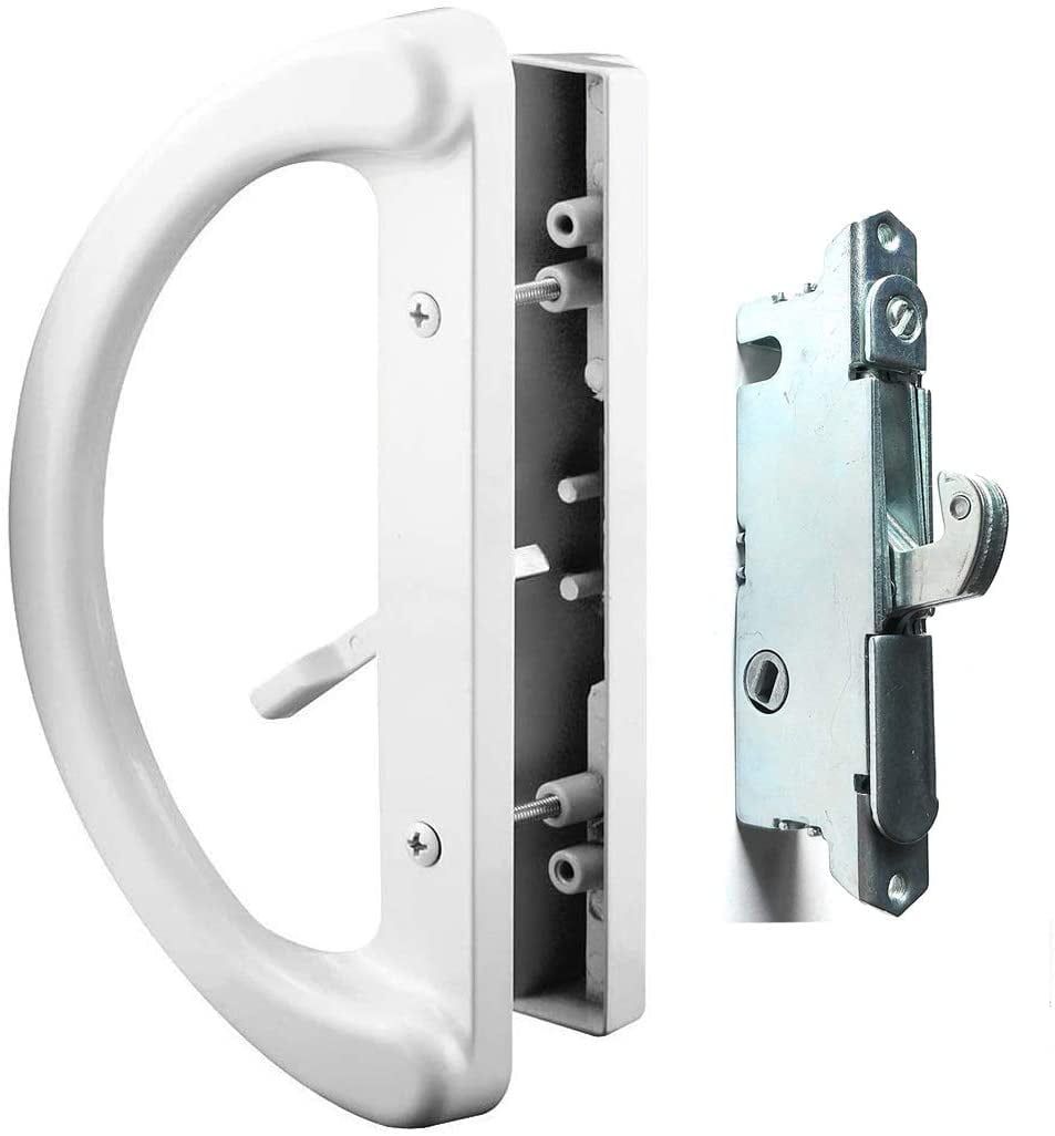 White Diecast Patio Door Handle Set with Mortise Lock