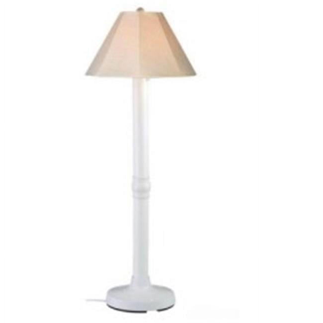 Seaside White Plastic Outdoor Floor Lamp with Beige Shade