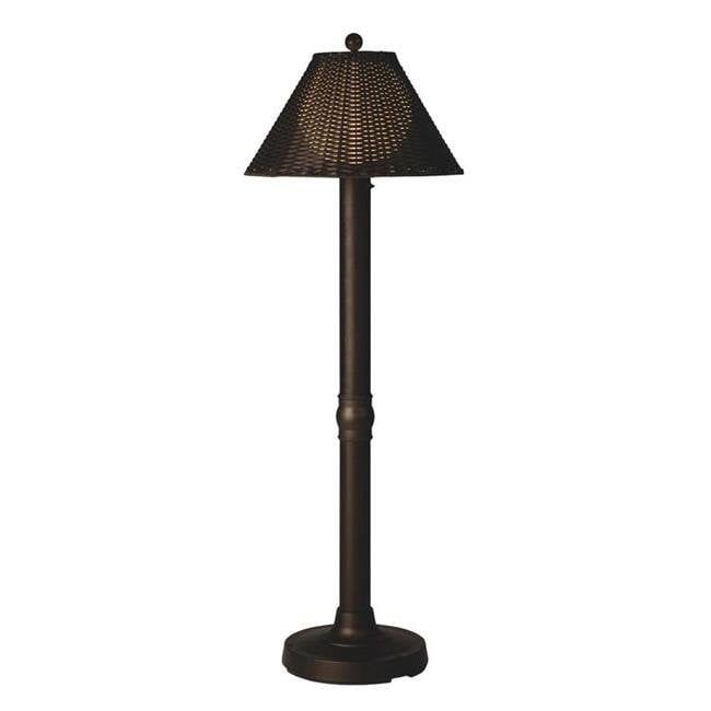 Black PVC Wicker Outdoor Floor Lamp with Acrylic Shade