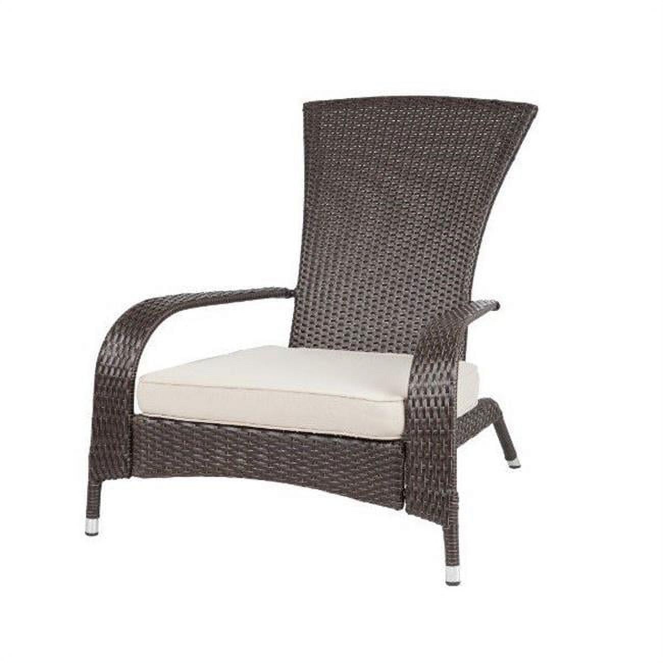 Coconino Mocha Wicker Lounge Chair with Beige Cushion