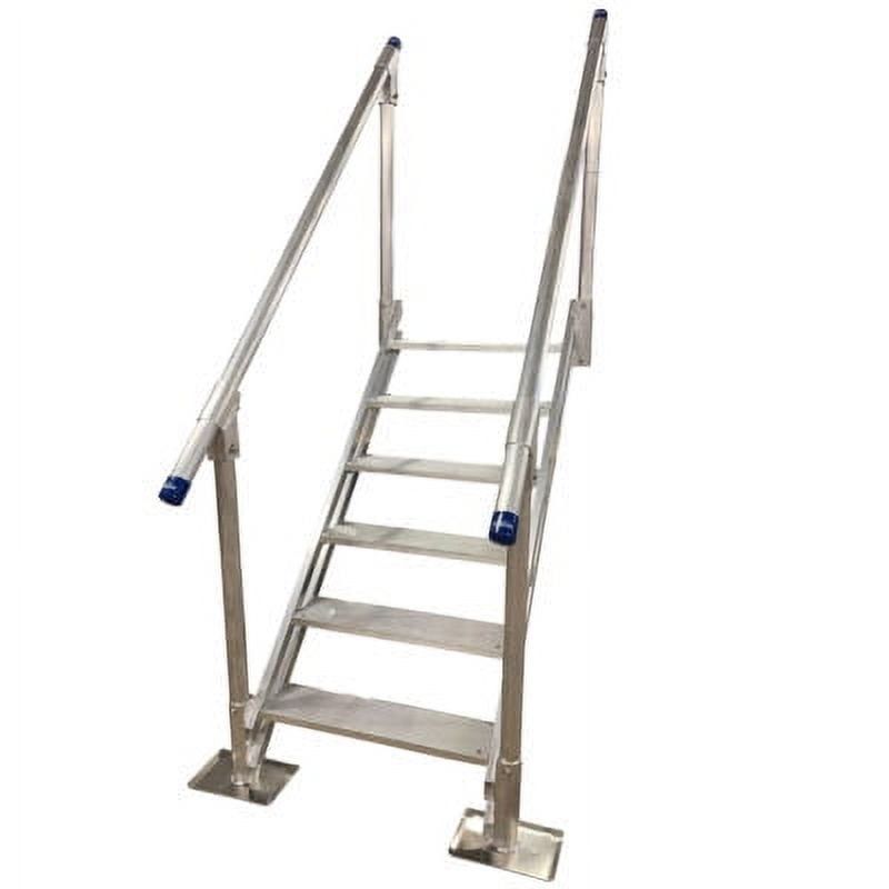 Silver Marine Grade Aluminum 6-Step Dock Ladder with Handrails