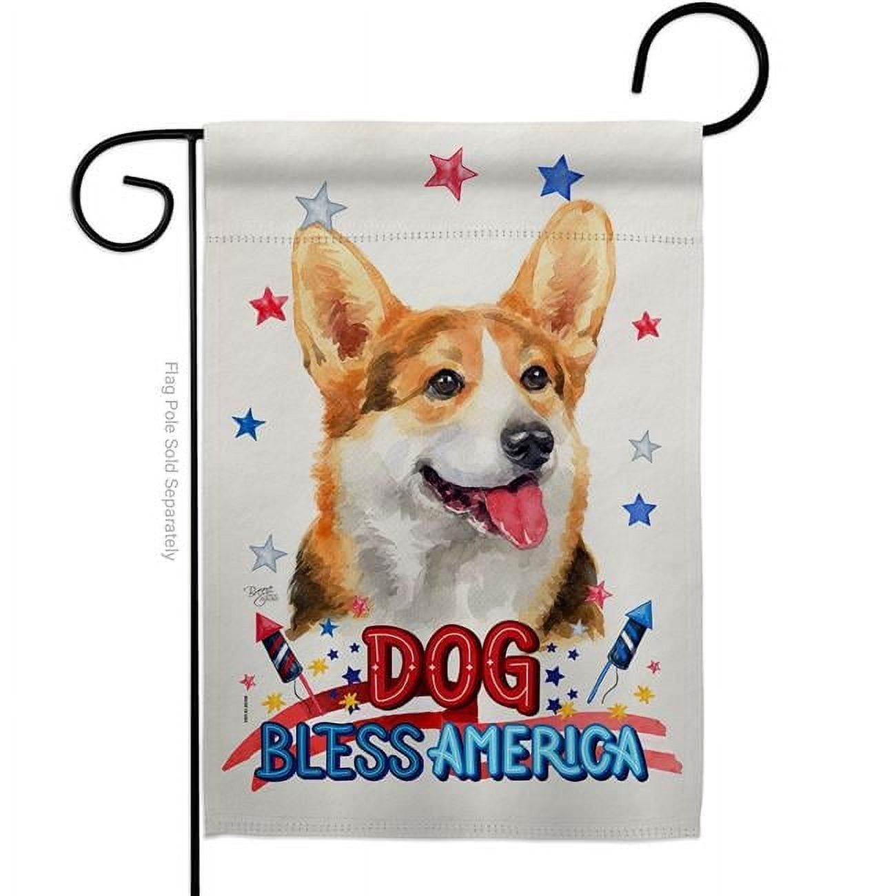 Patriotic Pembroke Welsh Corgi Dog Multicolor Garden Flag 13 x 18.5 in