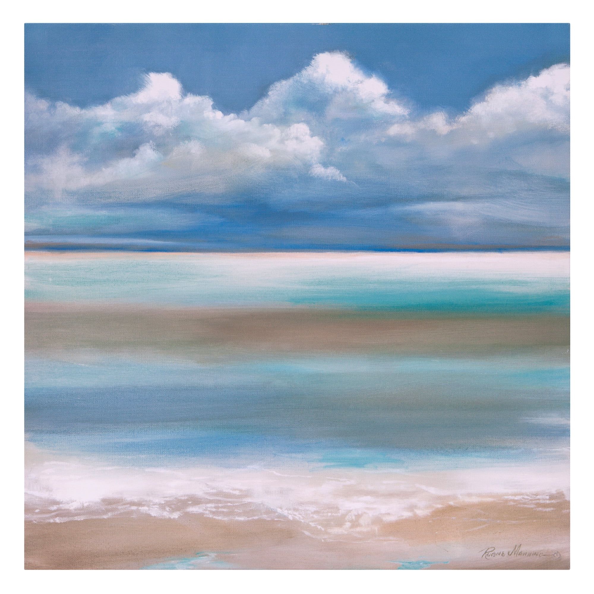 Tranquility By The Sea Coastal Canvas Art with Silver Frame