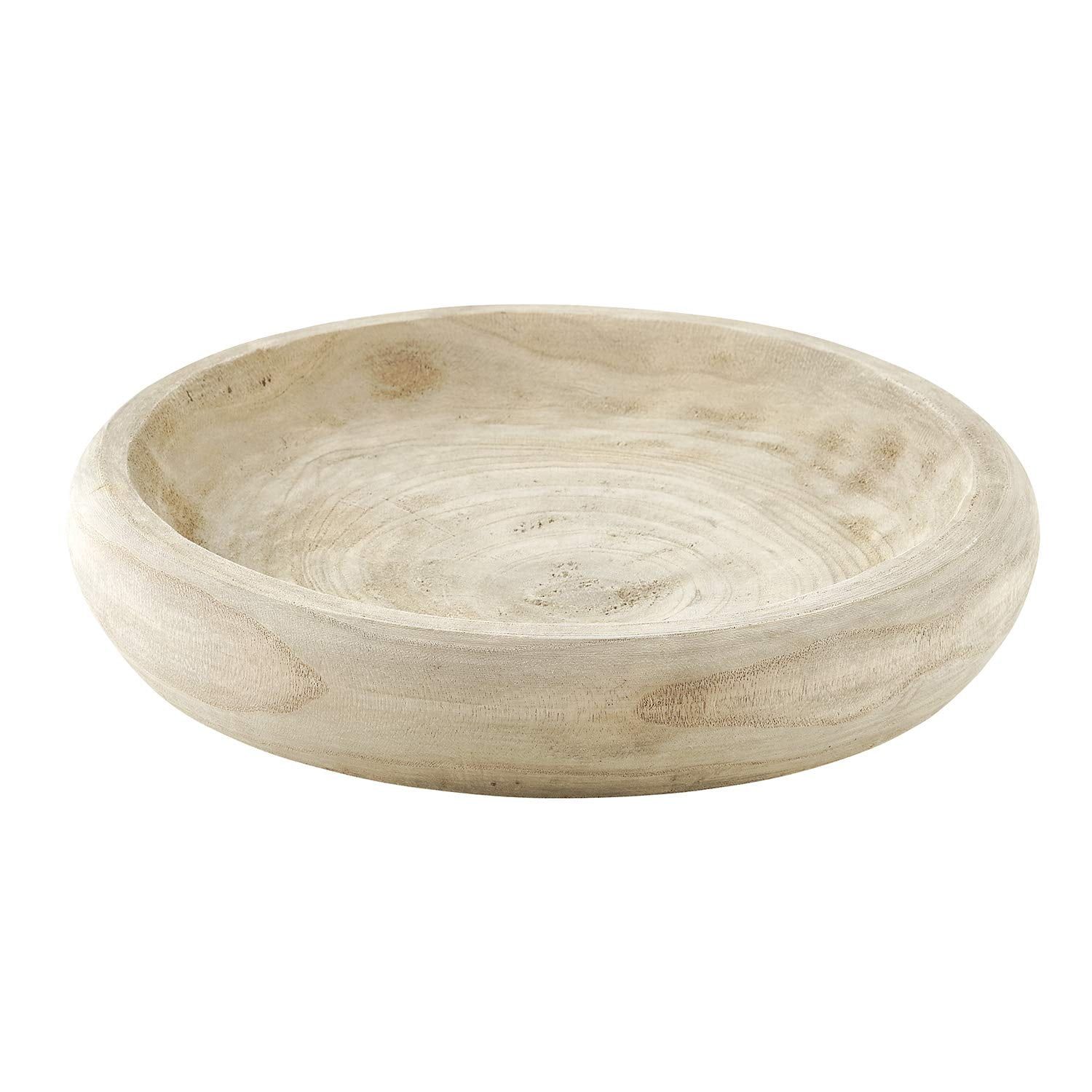 Large Natural Paulownia Wood Round Serving Bowl