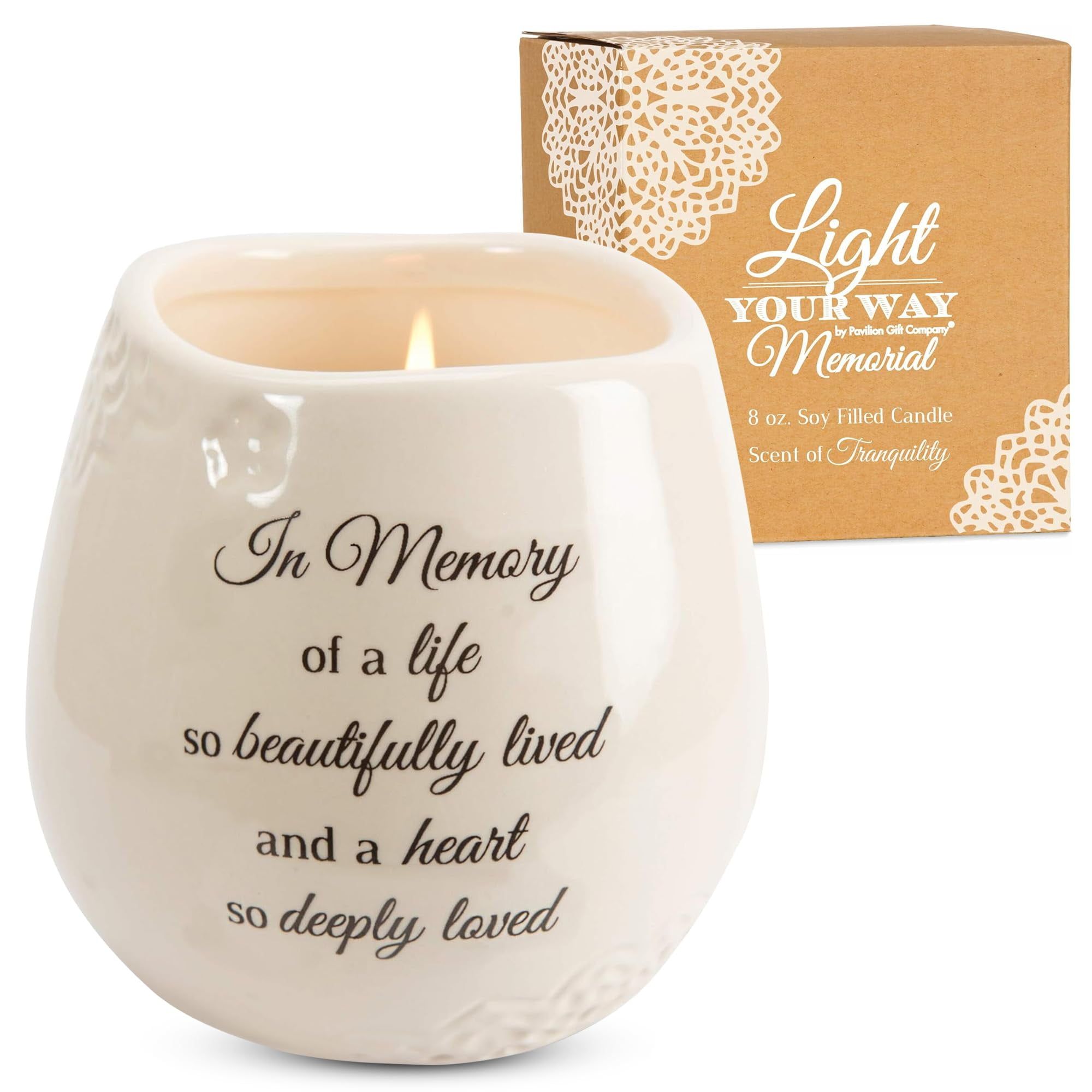 In Memory White Ceramic Soy Wax Memorial Candle