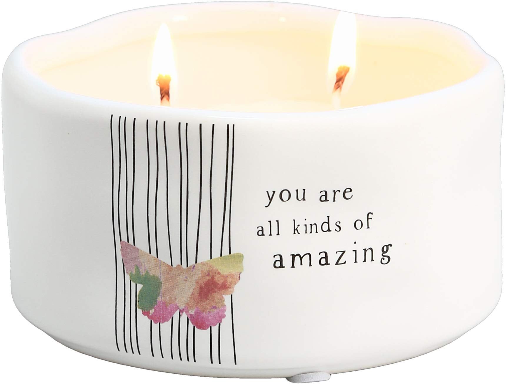 White Ceramic Soy Wax Scented Candle with Butterfly Design