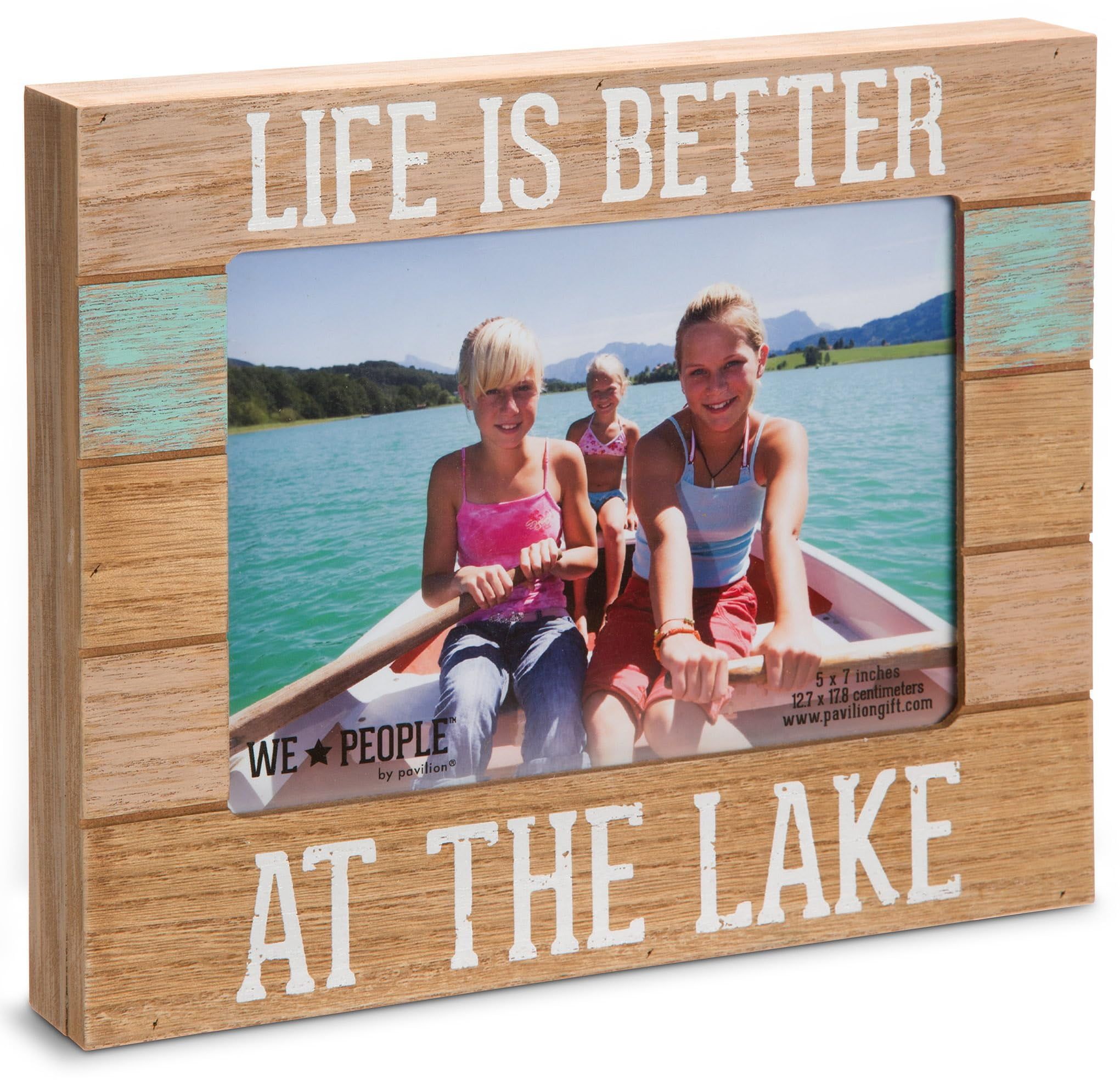 Life is Better at the Lake 5x7 Brown and White Wood Picture Frame