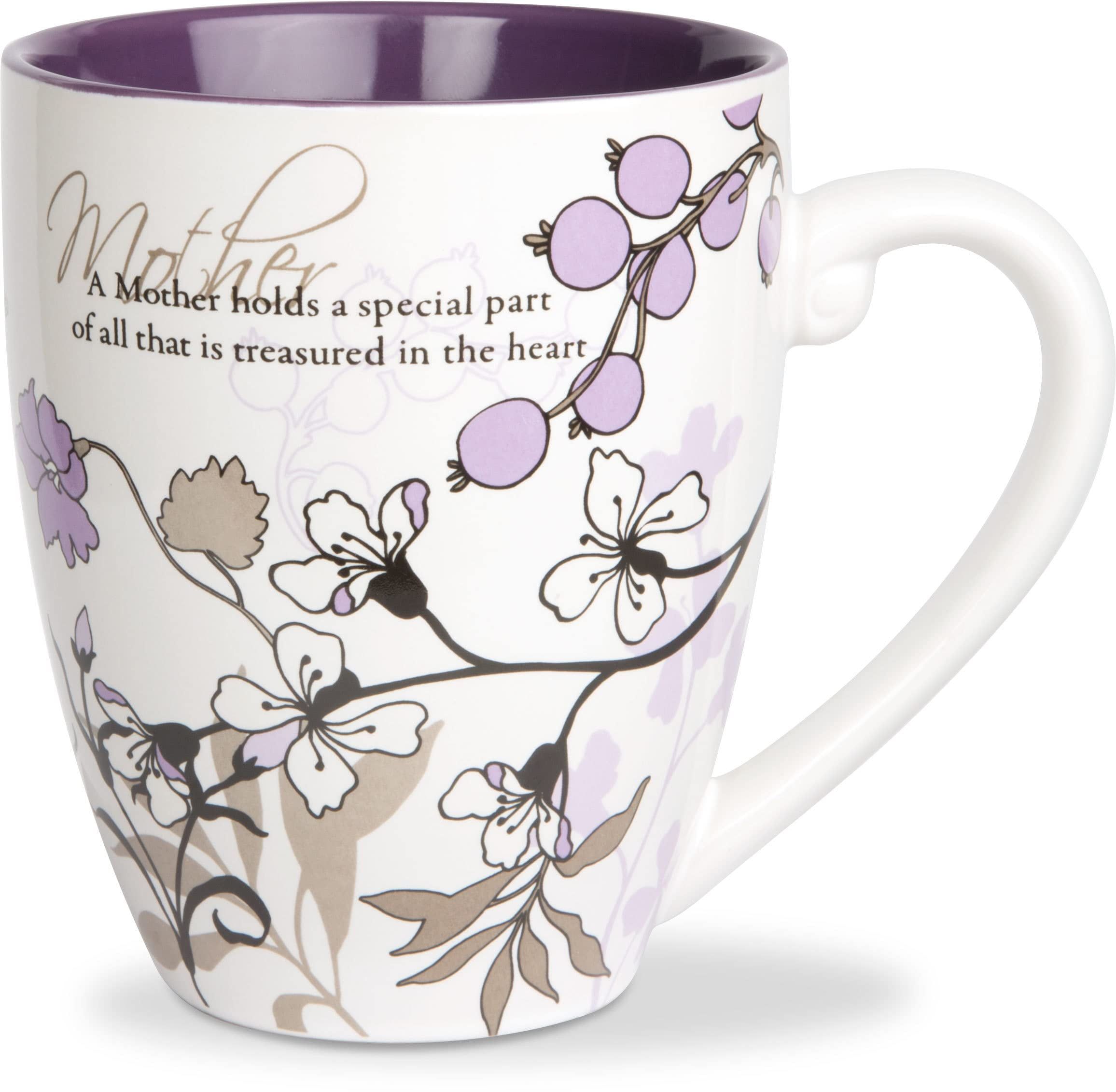 White Ceramic Floral Mother Mug, 20 oz