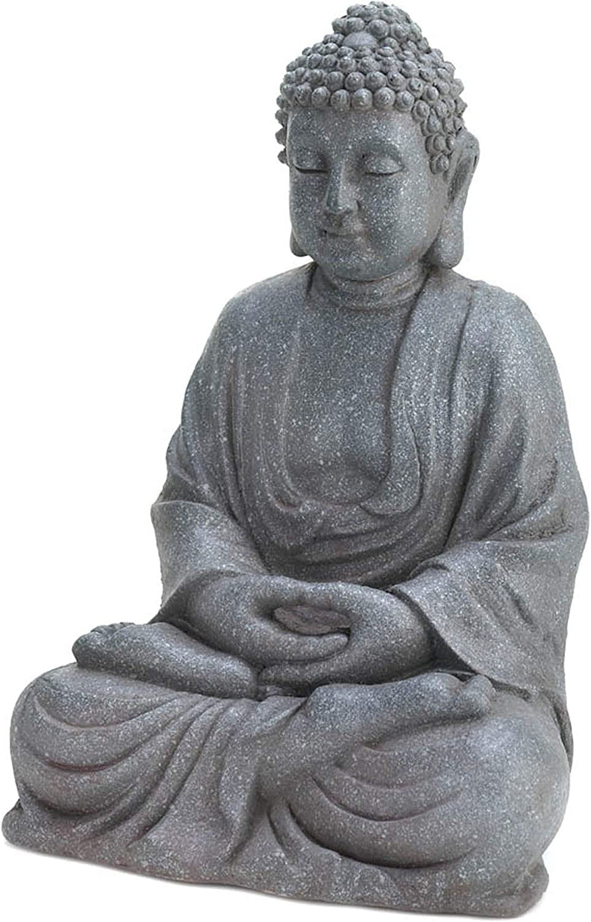 Gray Resin Meditating Buddha Table Statue