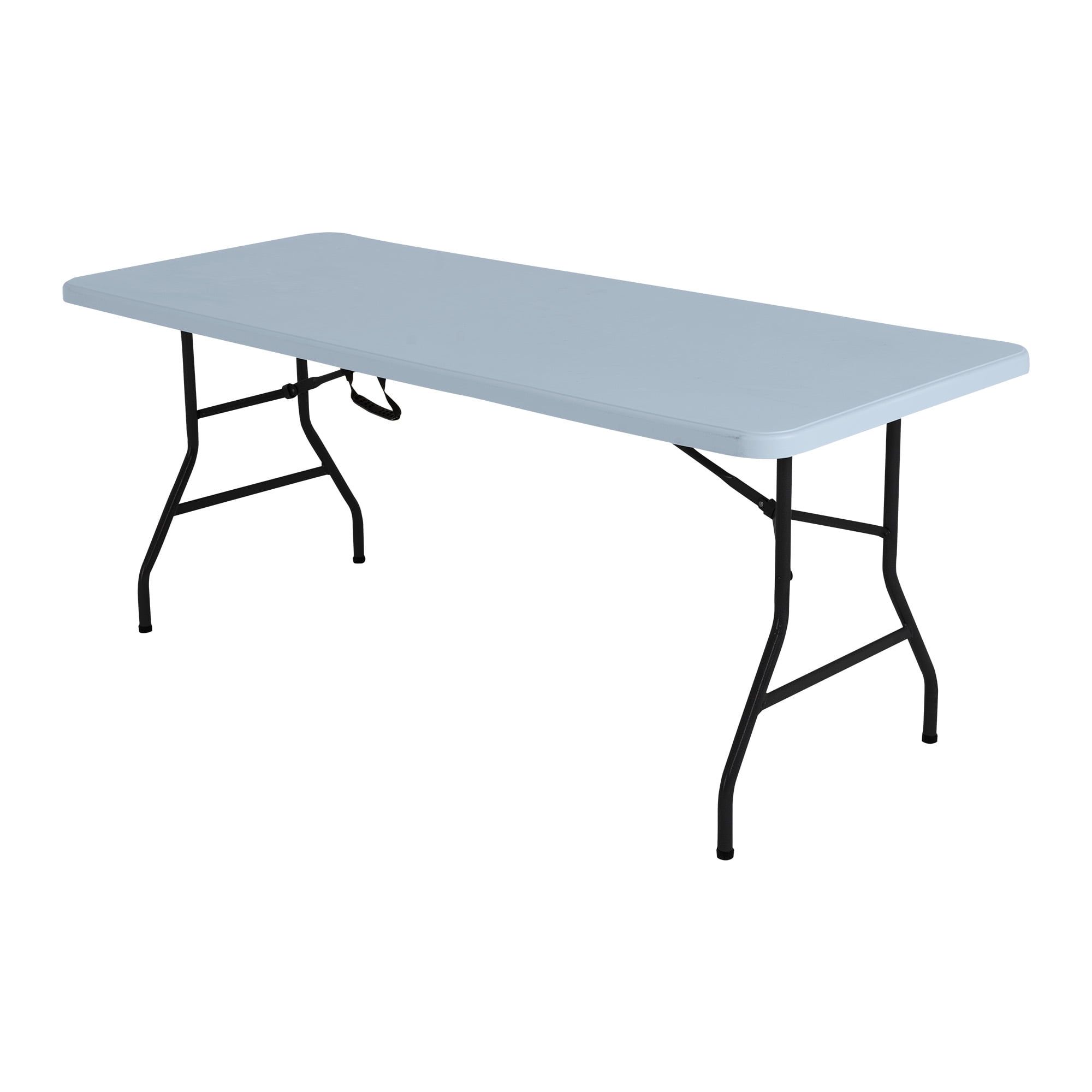 White 6-Foot Rectangular Folding Table with Black Legs