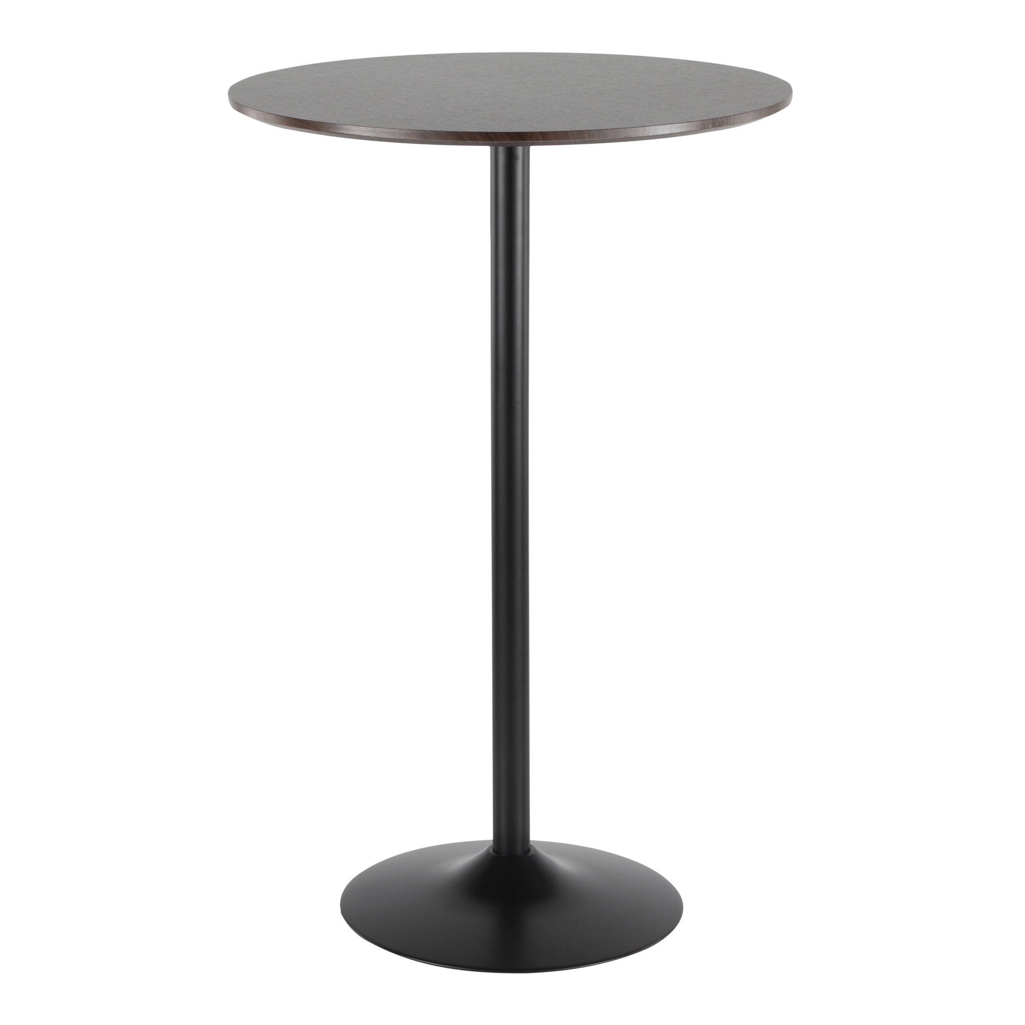 Pebble Round Brown Wood Adjustable Bar Height Table