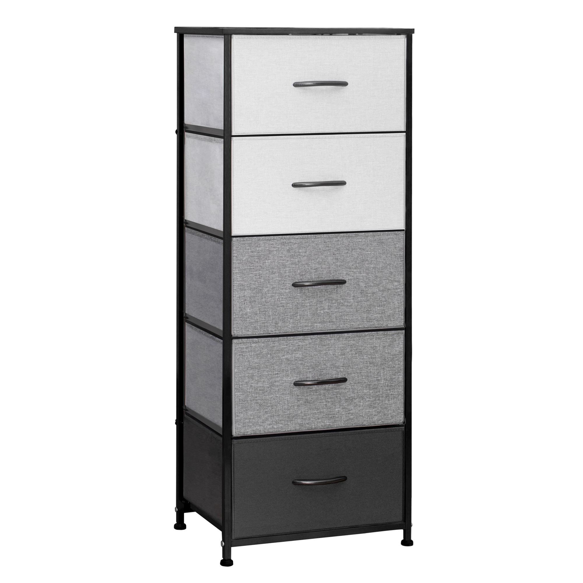 Gray and Black 5-Drawer Vertical Nursery Dresser with Soft Close