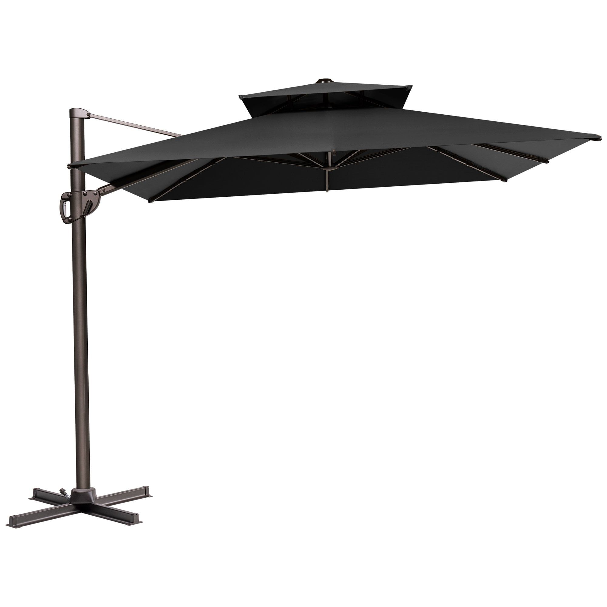 Black 9' x 12' Double Top Cantilever Patio Umbrella