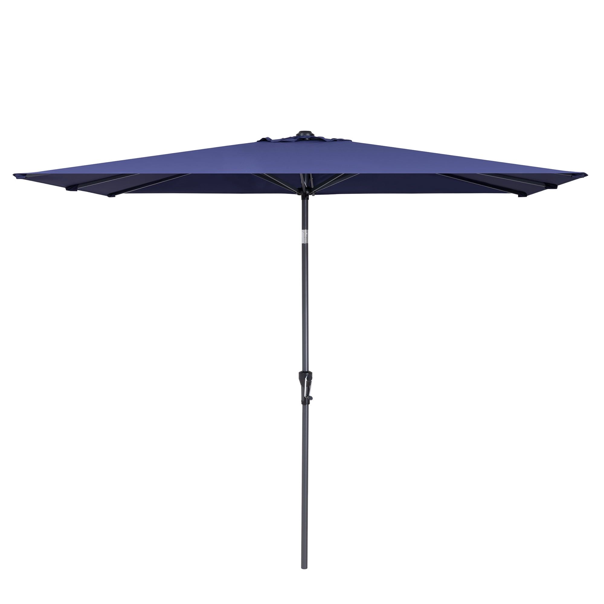 Navy Blue Rectangular Aluminum Patio Umbrella with Crank and Tilt