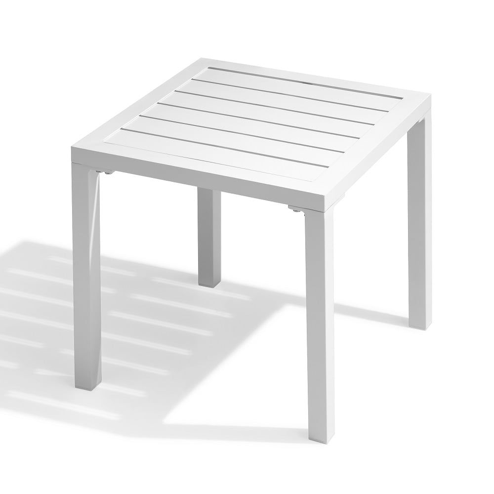 White Aluminum Small Square Outdoor Side Table