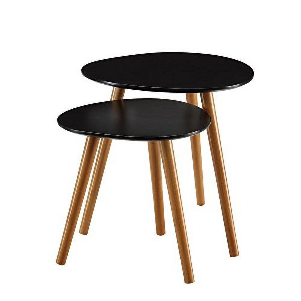 Oslo Black and Natural Wood Nesting End Tables